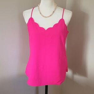 New! J CREW size 4 Scalloped Cami Tank Top Hot Pink NWT